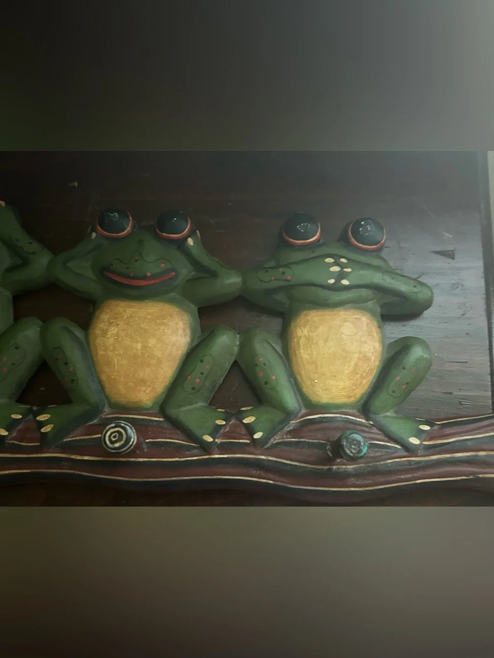 Source Unknown Green Frog Trio Wall Shelf Decor